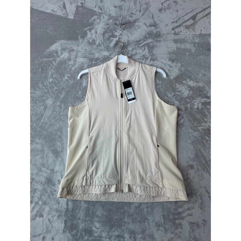 Adidas ULT RGY Running Vest Womens Medium Linen Beige Full Zip AZ2904 NEW